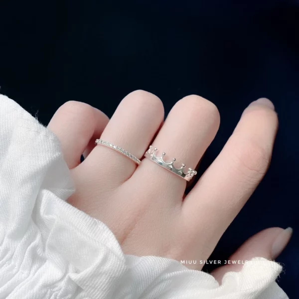Nhẫn bạc nữ vương miện đính đá – Sang trọng & Tinh tế - Hình ảnh 3