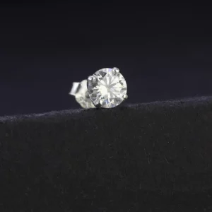 Bông Tai Bạc Xi Kim Viên Chủ Đá Moissanite  Kích Thước 5mm - 8mm