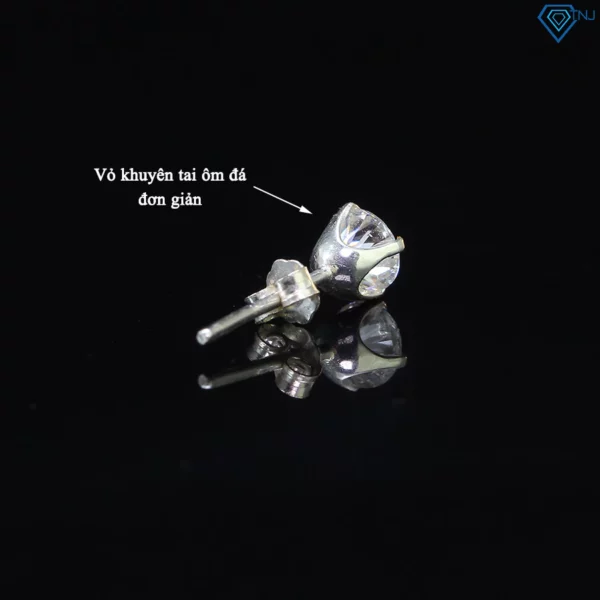 Bông Tai Bạc Xi Kim Viên Chủ Đá Moissanite  Kích Thước 5mm - 8mm - Hình ảnh 5