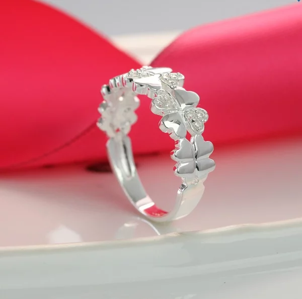 Nhẫn Bạc Cỏ 4 Lá Đính Đá – Biểu Tượng May Mắn - Hình ảnh 5