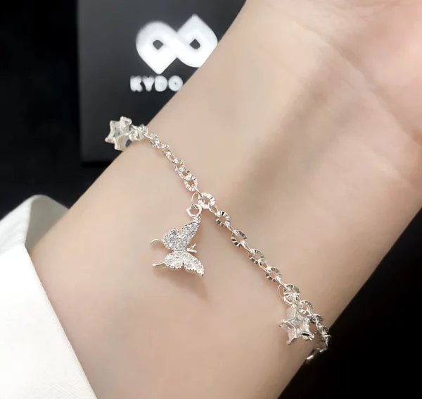 Lắc tay bạc nữ đính đá cao cấp hình bướm trang sức bạc Ý S925 - Hình ảnh 5