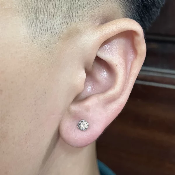 Bông Tai Bạc Xi Kim Viên Chủ Đá Moissanite  Kích Thước 5mm - 8mm - Hình ảnh 7