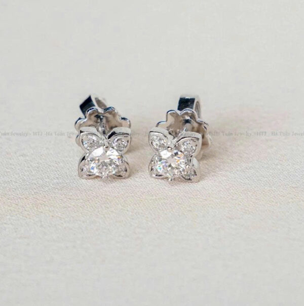Bông tai Nữ Bạc 925 Đính Full Moissanite 3.6mm – Sang Trọng & Tinh Tế | LUXELLIA - Hình ảnh 2