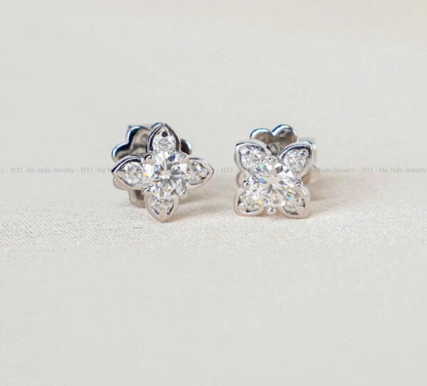 Bông tai Nữ Bạc 925 Đính Full Moissanite 3.6mm – Sang Trọng & Tinh Tế | LUXELLIA - Hình ảnh 4