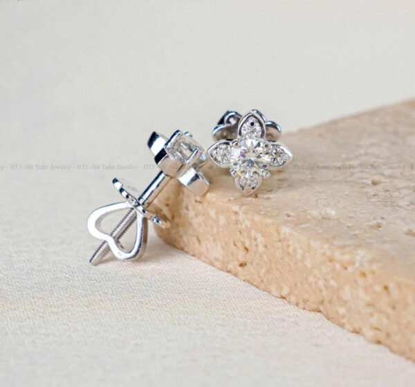 Bông tai Nữ Bạc 925 Đính Full Moissanite 3.6mm – Sang Trọng & Tinh Tế | LUXELLIA - Hình ảnh 5